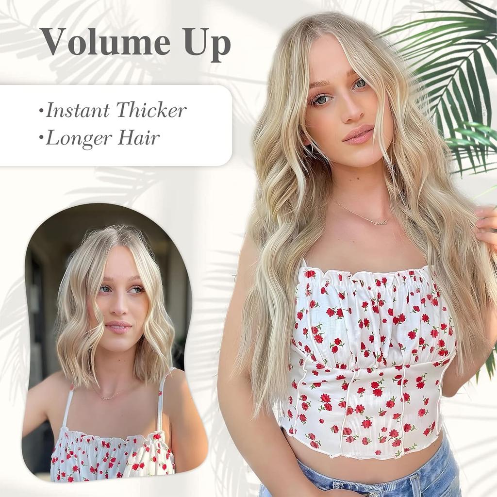 Invisible Wire Hair Extensions 22 Inch Halo Hair Extension Long Wavy Synthetic Hairpiece with Transparent Wire Adjustable Size Clips for Women