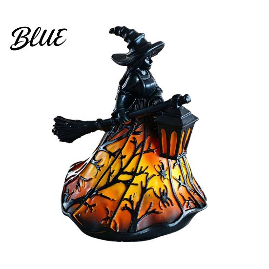 Mysterious Witch Statue Halloween Witch/Ghost LED Lamp Gothic Resin Ornament with Warm Light for Glow Lamp Home Decor Desktop Spooky Night