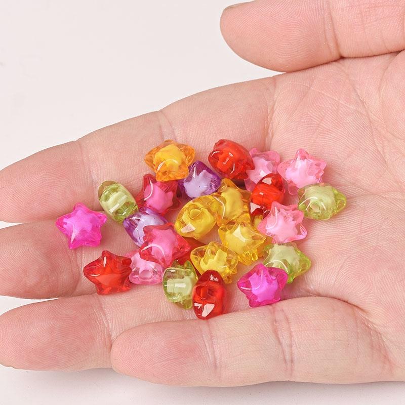 50pcs12mm Transparent Faceted Five-pointed Star Acrylic Loose Spacer Beads for Jewelry Making DIY Bracelet