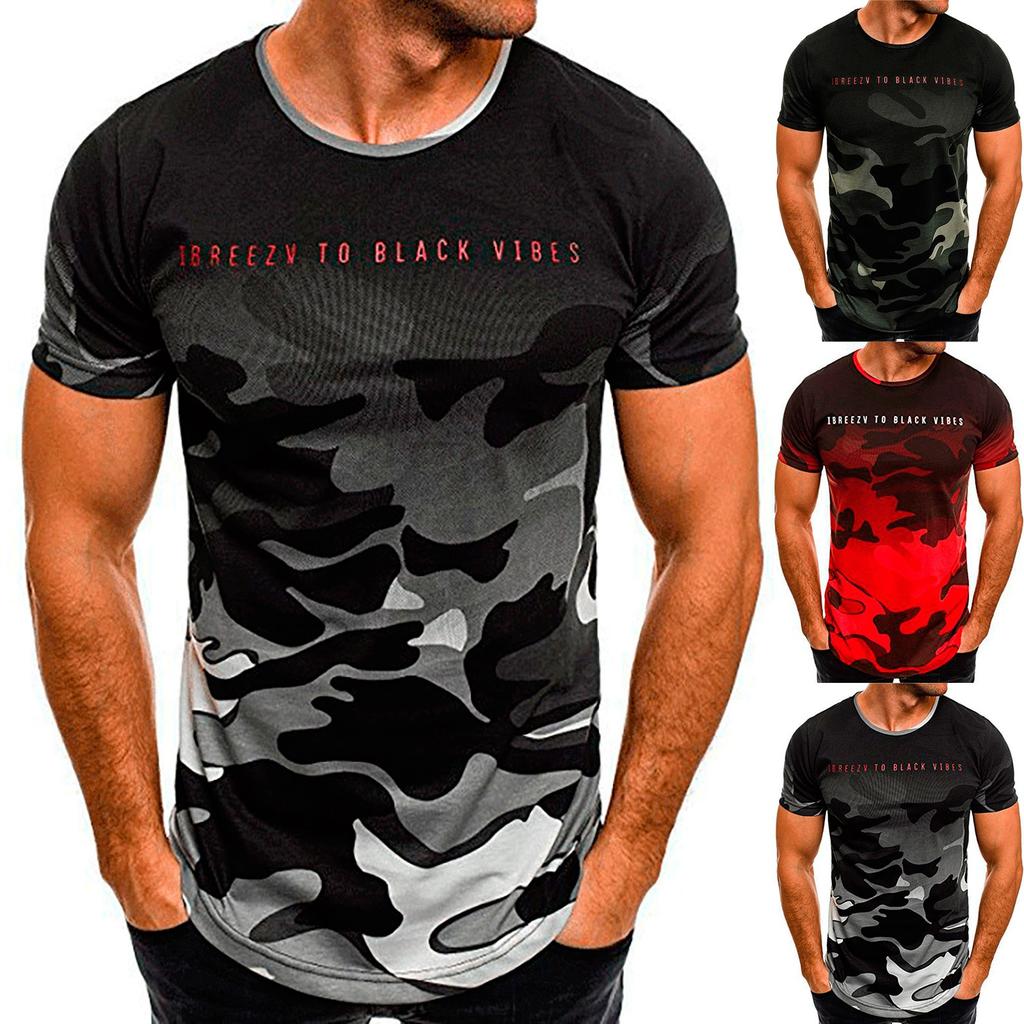 Men's Fashionable Casual Camouflage Gradient Short-sleeved Top