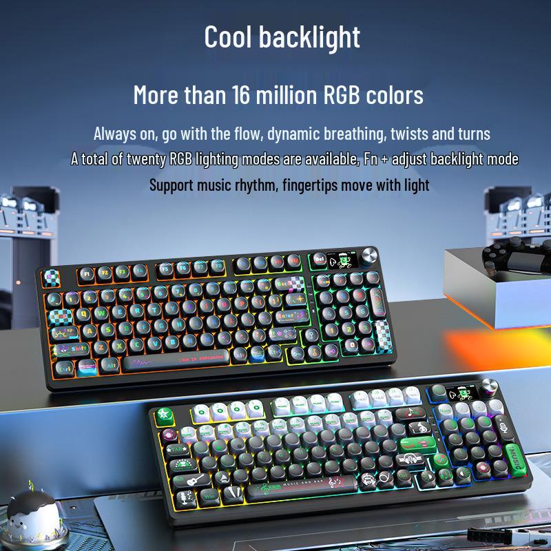 98-Key RGB Wireless Bluetooth Triple-Mode Mechanical Keyboard - Gaming, Esports & Office Customization Screen
