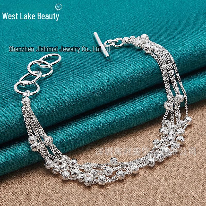 

Silver West Lake Bracelet for Women with Bead and OT Clasp Design 20cm