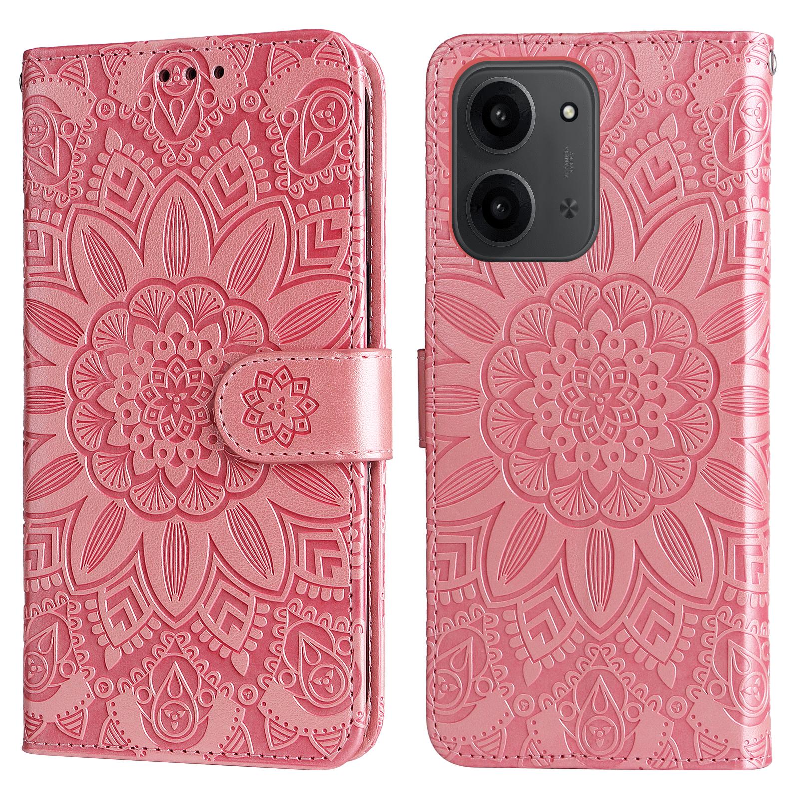 

Чохол для Xiaomi Redmi 15C 4G/Xiaomi Redmi 15C 5G Шкіряний гаманець-чохол для телефону з тисненням соняшника Pink