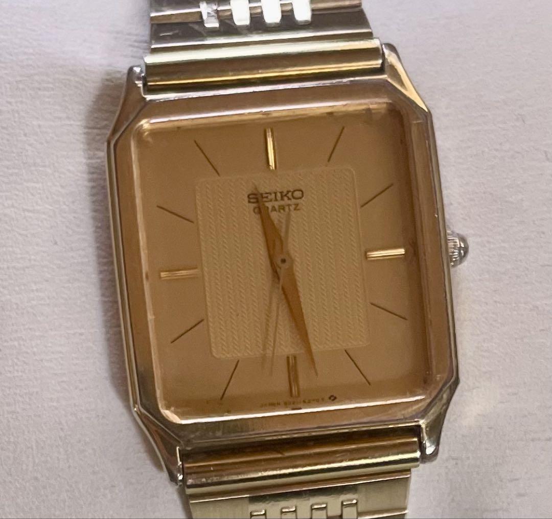 

[Б/У] Кварцевые часы SEIKO золотые прямоугольные винтажный принт.