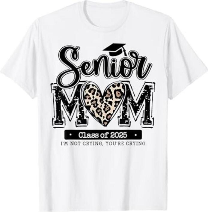 Leopard Senior Mom Class Of 2025 Funny Mom Graduation T-Shirt Unisex T-Shirt L
