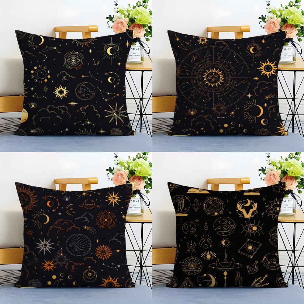 Traditional Eid Eid Symbol Print Art Cushion Cover Linen Pillowcase Soft For Sofa Bed Home Room Decor
