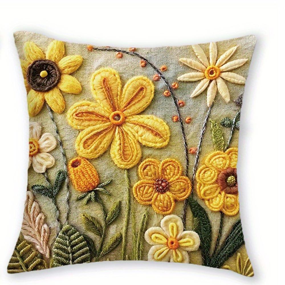 

Floral Pattern Yellow Pillowcases: Adorn Your Space with Nature s Beauty Sofa cushion cover home room decoration 16x16Inch
