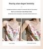 New Women's French Floral Mulberry Silk Satin V-Neck A-Line Camisole Dress - Slimming Summer Style