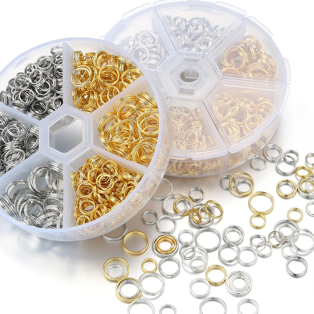 1Box 6 8 10mm Gold Silver Color Metal Open Jump Rings Set Accessory Kit For DIY Bracelet Necklace Chain Jewelry Making Connector