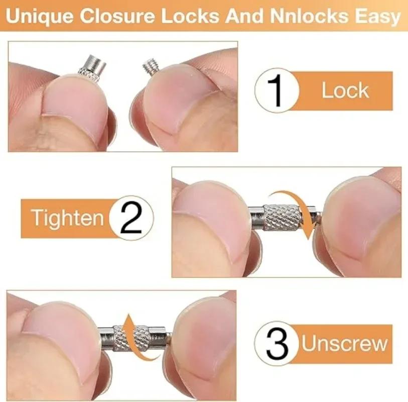Stainless Steel Wire Cable Loop Screw Lock Gadget Ring Key Keyring Circle Metal Keychain Tag Ropes Camp Hanging Tool Hardware
