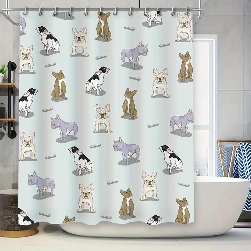 

Luxury Pink Bath Curtain With Monogram Print For Bathroom Decor, Modern Shower Curtain Waterproof Fabric Home Decoration Size: 90x180cm