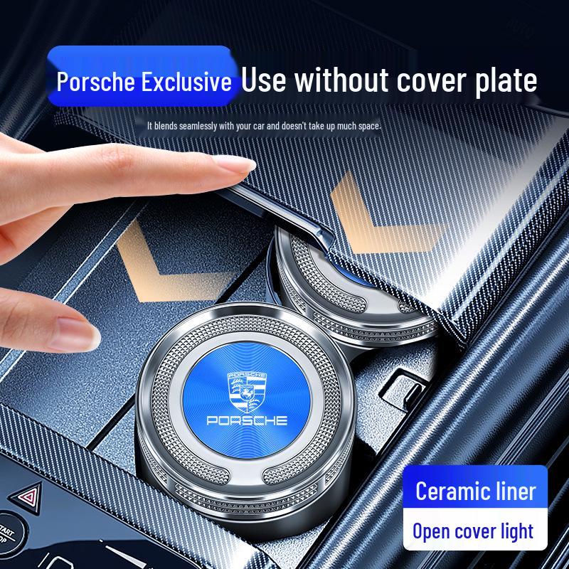 Compatible Porsche Ashtray with Lid for Macan, Cayenne, Panamera, and 718 Models.