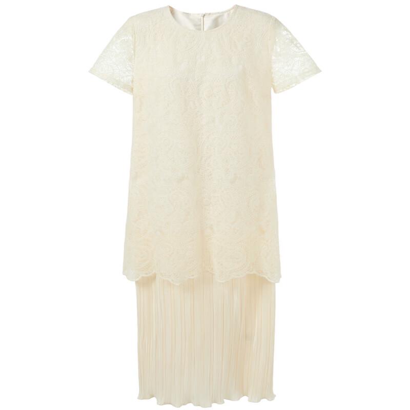 Sancai New Chinese Style Lace Embroidered Faux Two-Piece Long Dress