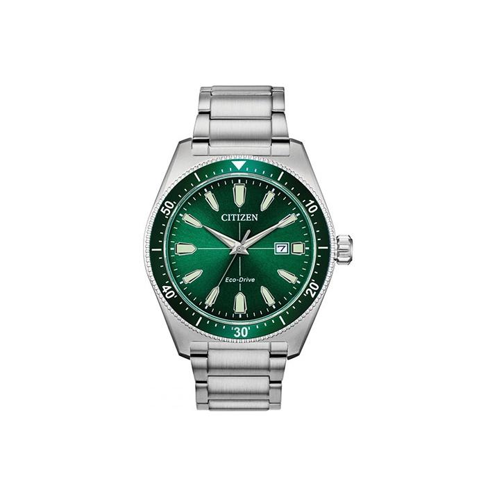 

Citizen Eco-Drive Series Fashion Casual Silver Solar Quartz Movement Stainless Steel Watch Green Dial Men watches AW1598-70X Silver