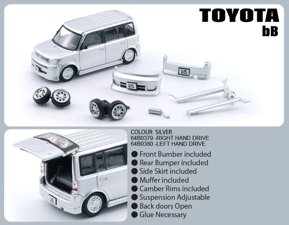 BM CREATIONS 1/64 Toyota 2000 bB Silver (RHD) Finished Product