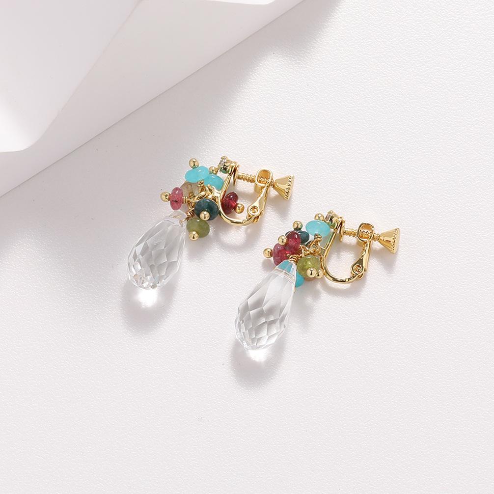 

Нишевый дизайн винтажный ретро цвет натуральный турмалин бисер кристалл серьги-гвоздики женственность