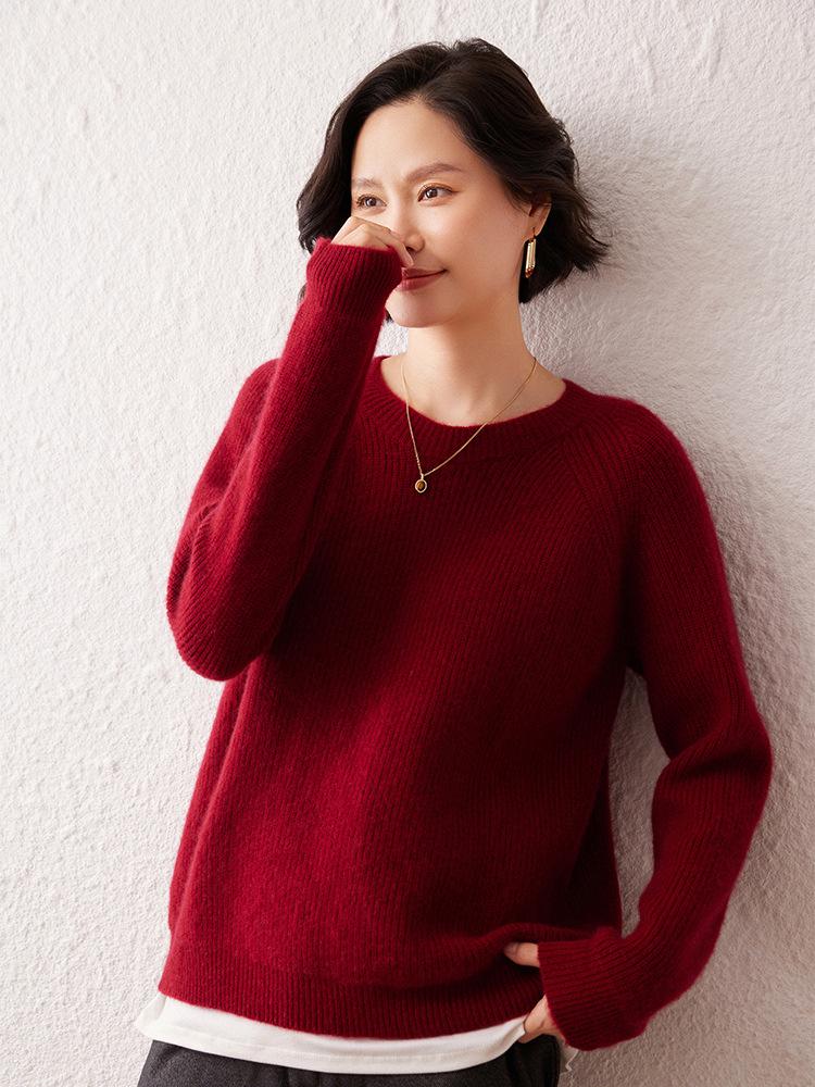 Cashmere Raglan Sleeve Women's Winter Pullover - Versatile, Warm, Thick Knit Round Neck Sweater (2026)