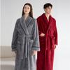 Men's Shawl Collar Robes Full Length Fleece Plush Bathrobes Soft Spa House Coat with Pockets Fluffy Spa Robes Unisex Winter Cozy Warm Spa Long Robe