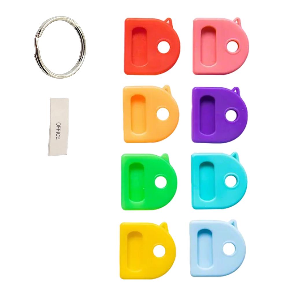 Pack Of 8 Multicolor Key Caps Accessory for Effortless Organization with Assorted Shape Mixed Color Key Sleeves
