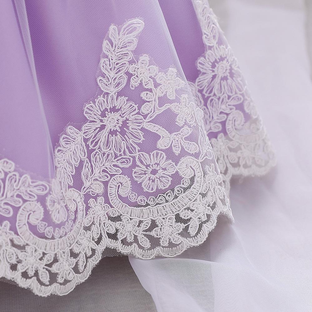 Children's Lace Color Block Birthday Bow Dress