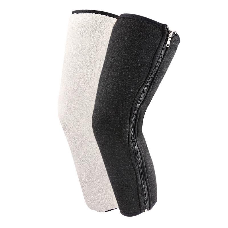 Fleece-Lined Double Layer Knee Pads with Zipper for Winter Warmth