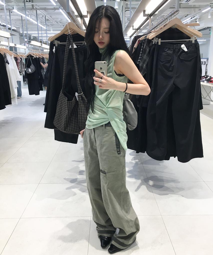 Dandel Dd Box Stitch Binding Pants (Ash Khaki)