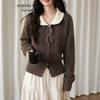 Korean Doll Collar Cardigan: Elegant Knitwear with Bow Tie Lace for Spring & Autumn