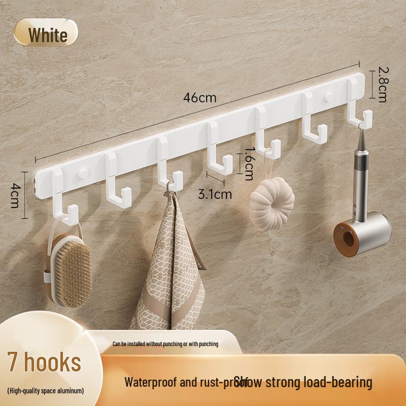Space-Saving Aluminum Bathroom Towel Rack with Hooks for Wall or Door Mounting
