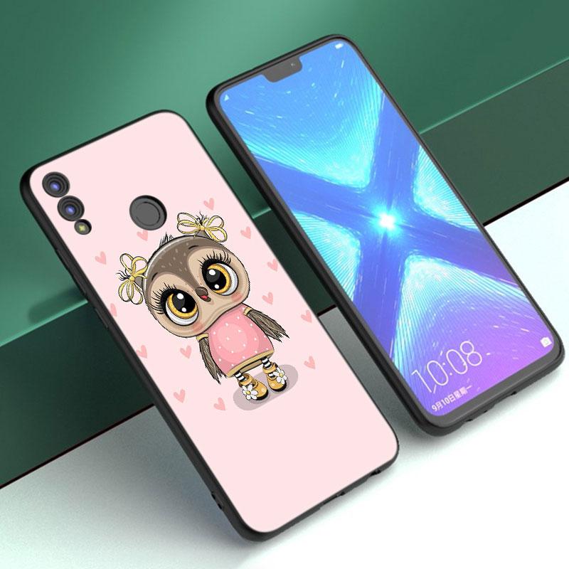 Cartoon Owl Cute Owls Case For Huawei Honor 10X Lite 7A 7S 8A 8S 8C 8X 9A 9C 10i 20i 30i 20S 20E 9X Pro 10 8 Lite Black Cover