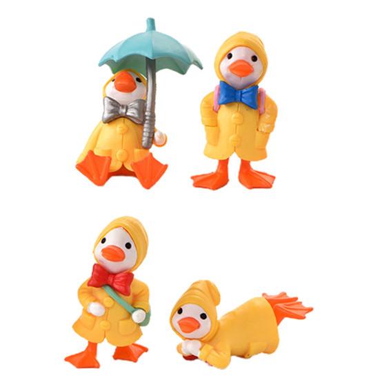 4Pcs/Set Animated Ducks Decorative Ducks Figurines Cartoon Plastic Exquisite Statue for Kids