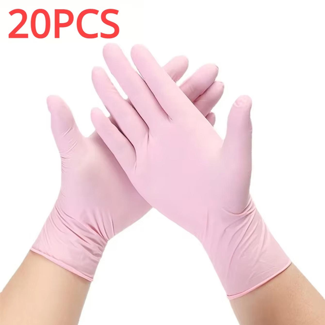 

100/50/20PCS Light Pink White Disposable Nitrile Gloves Waterproof Anti-static Durable Light Pink Gloves Kitchen Cooking Tools L
