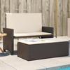 VidaXL Garden Bench and Cushions and Footrest Brown Braided Resin, Outdoor Bench, Patio Bench, Garden Seat, 368408