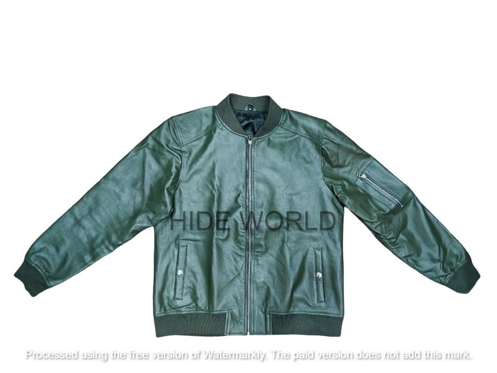 Genuine Leather Olive Green Men's Jacket Soft Lambskin Bomber Biker Casual Wear