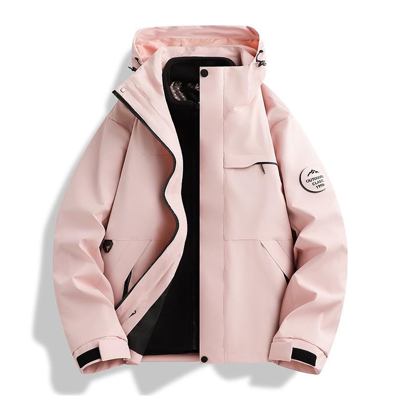 Men Women 3-in-1 Waterproof Windproof Hiking Jacket With Removable Fleece Liner Outdoor Trekking Camping Cycling