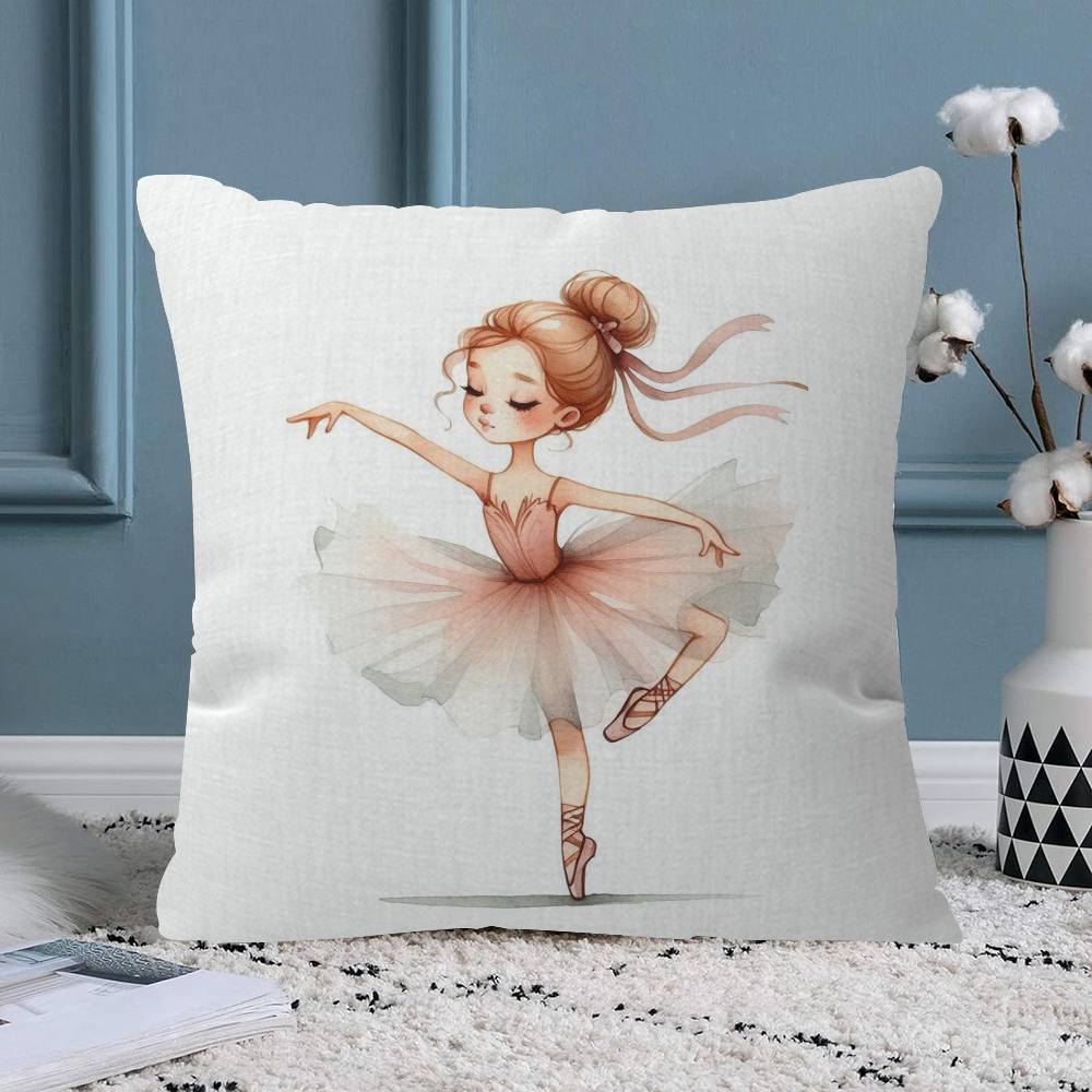 Pink Ballerina Girl Butterfly Pillow Gift Home Office Decoration Bedroom Sofa Car Cushion Cover Case X