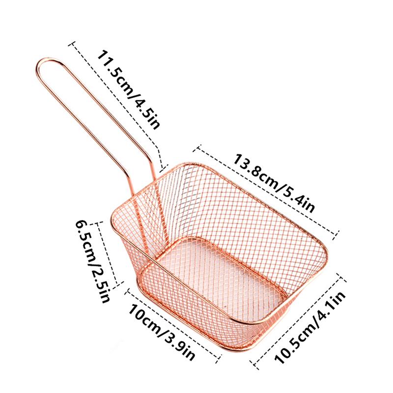 Stainless Steel Frying Basket Multifunctional Mini French Fries Frying Basket Creative Square Oil Separated Frying Basket