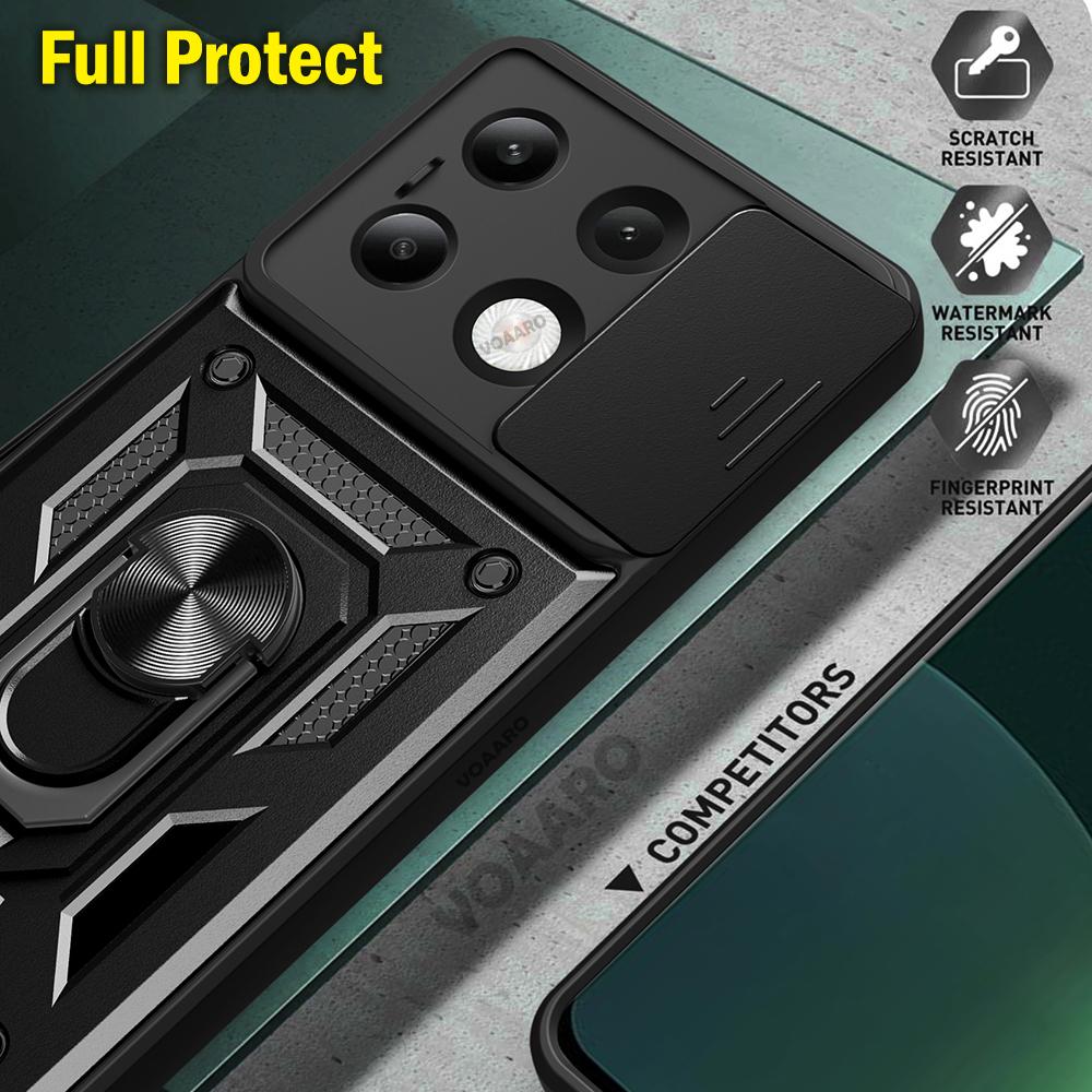 Slide Lens Camera Protection Funda for Redmi Note 13 4G Case for Xiaomi Redmi Note 13 Pro Plus Armor Case Ring Holder Cover