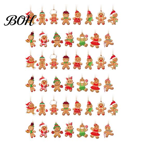 Winter Wonderland Decor Gingerbread Man Hanging Ornaments, Wooden Figure Pendants, Xmas Tree Rustic Christmas Decorations for Tree, Party Favors