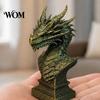 Mystical Dragon Home Decor 3D Printed Ancient Bust Sculpture, Realistic Scales & Spikes, One-piece Molding with Multiple Colors, Compact Ornament for
