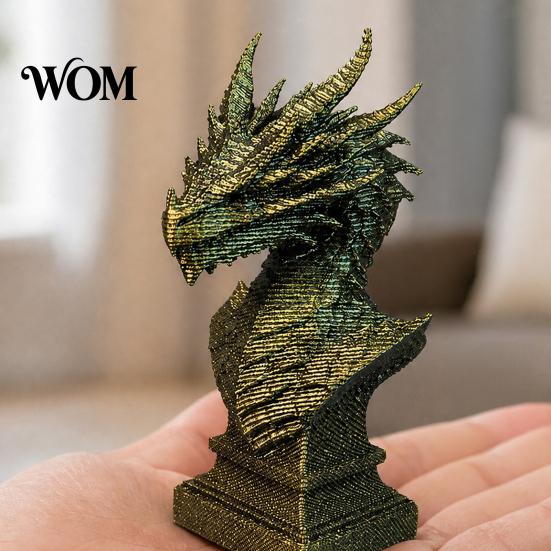 Mystical Dragon Home Decor 3D Printed Ancient Bust Sculpture, Realistic Scales & Spikes, One-piece Molding with Multiple Colors, Compact Ornament for