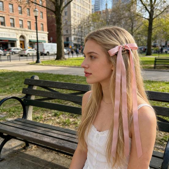 2Pcs Hair Claw Bow Shape Decorative Long Ribbon Hair Clip Powerful Holding Technology Seamless Magnetic Suction Design Hair Pin