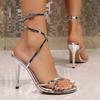 Fashion Super High Heel Sandals Women's Fashion Round Toe Open Toe Slim Strap One Buckle Non-slip Wear-resistant Stiletto Heels