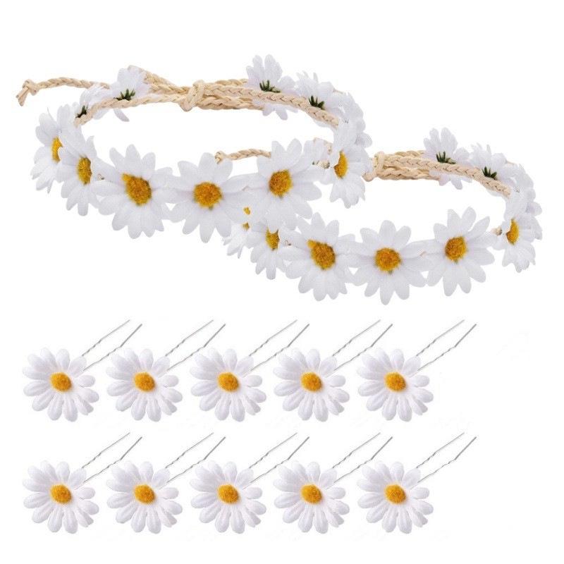 Sunflower Daisy Hair Clips & Flower Crowns - Women's Bridesmaid Hair Accessories
