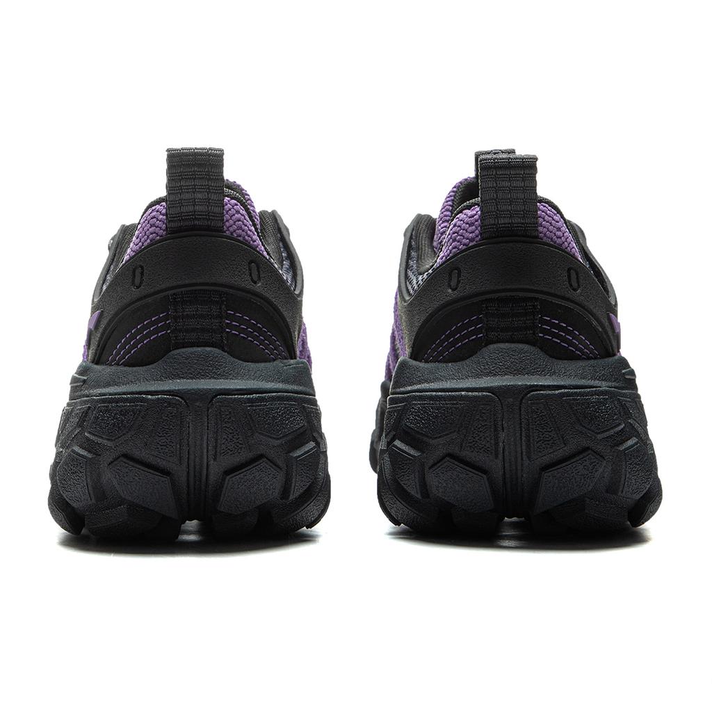 Li Ning Dune Retro Thick Sole Comfortable Shock Absorbing Non-Slip Wear-Resistant Breathable Low-Top Casual Shoes Women sneaker Black Purple AGCU436-2