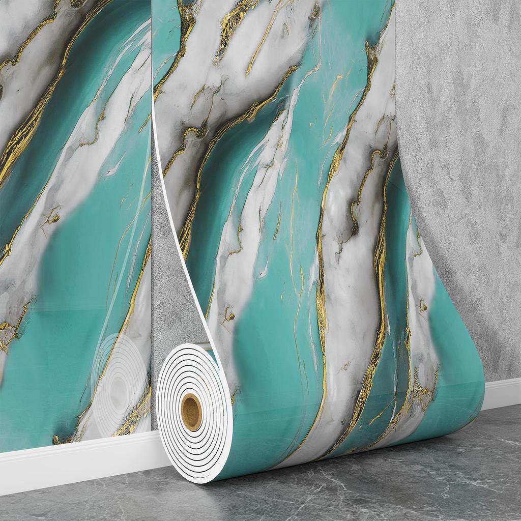 Self-Adhesive Waterproof Imitation Marble Tile Wall Sticker for Bathroom, Living Room, Kitchen, and TV Background.