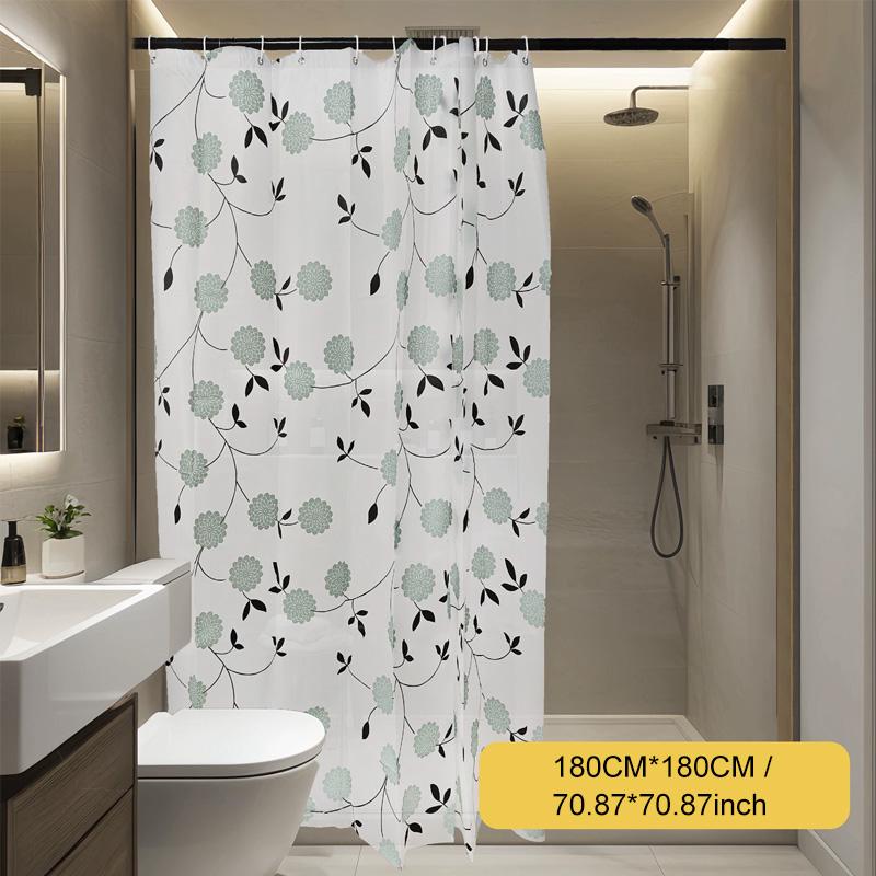 1Pc Shower Curtain Waterproof PEVA DIY With Hooks Thickening Bathroom Decor 180*180CM