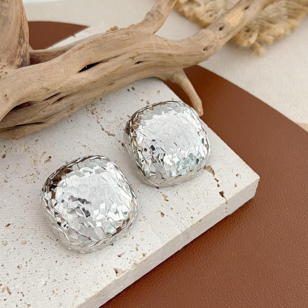 Exaggerated Square Stud Earrings: Elegant S925 Silver Needle, European & American Style