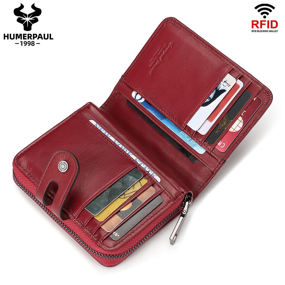 HUMERPAUL Leather ladies wallet Rfid multi-function card holder, coin purse