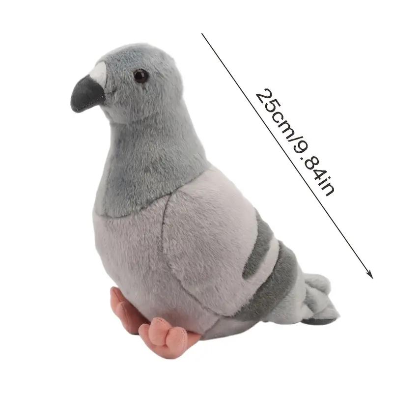 Kawaii Simulated Gray Pigeon Plush Toy Cute Soft Stuffed Animals Plush Dove Bird Doll Birthday Halloween Gift Bing Bong for Kids