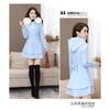 Women's contrasting color fur collar woolen jacket Nizi coat slim fit